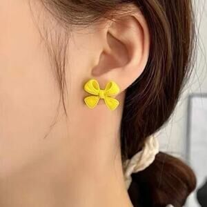 Yellow Bow Earrings